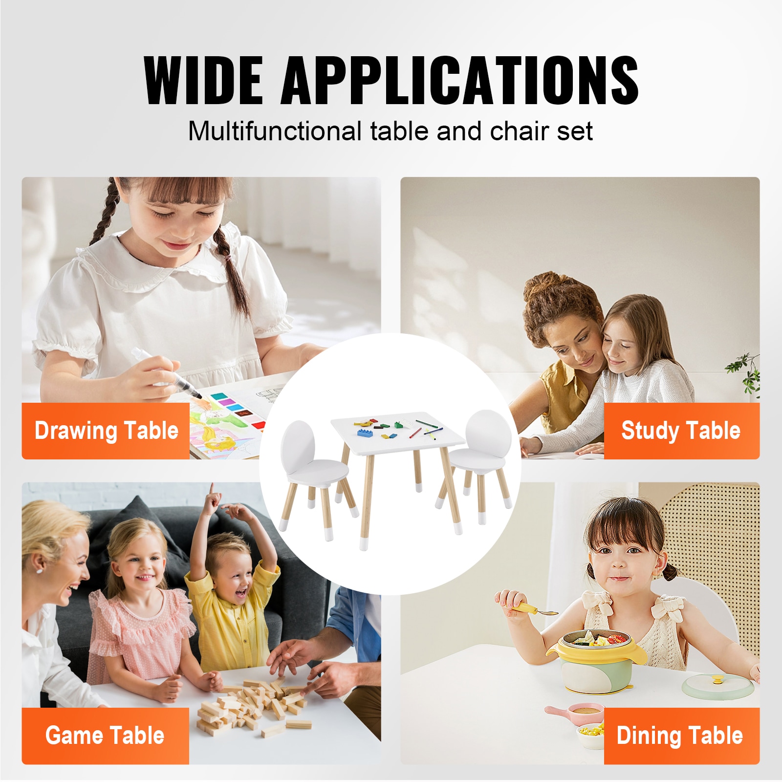 Kids Childrens Table And 2 Chairs Activity Set For Art And Craft_voghion.com